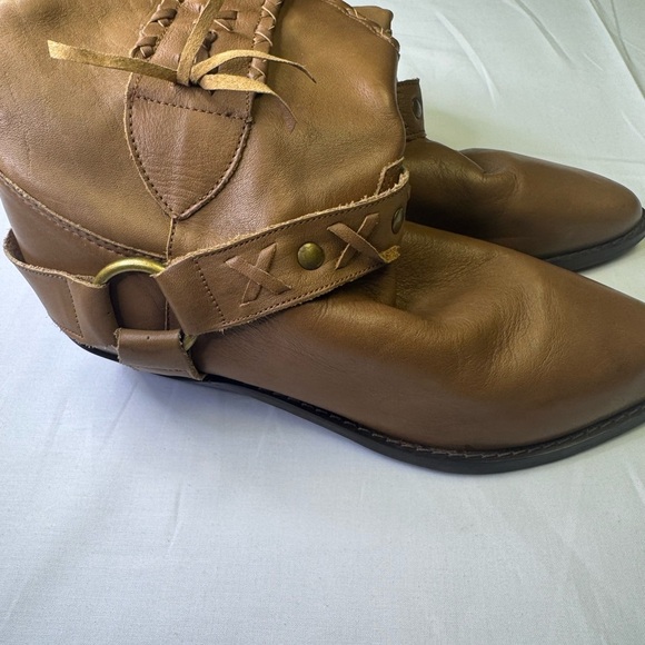 Vintage western cowgirl Brown Leather Ankle Boots - Picture 1 of 7